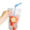 50PCS Disposable 500ml Juice Coffee Liquid Bag Vertical Seal Drink Bag Drink Pouches With Straw Party Household Storage244v