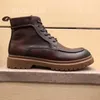 Сапоги из натуральной кожи до щиколотки Мужская осенне-зимняя армейская мужская дизайнерская обувь Мужская деловая повседневная обувь
