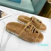 Terlik Pembe Logo Embroidered Terry Kumaş Slaytlar Kadınlar için Platform Ayakkabıları Lüks Tasarım Kış Kapalı Flip Flop