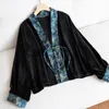 Damesjassen Chinese stijl Dames Vintage V-hals Gesp Losse Retro Fluwelen Vest Zwart Elegant Phoenix Groot formaat korte jas