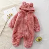 Rompertjes Winter geboren Warme Baby Pluche Bovenkleding Kinderpyjama Ontwerp Schattige Beer Capuchon Body Meisjes Jongens Kleding 231010