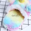 Slippers Women Cartoon Indoor Rainbow Unicorn Warm Slippers Cute Animal Winter Home Lady Warm Cotton Plush Head Silent Shoes x1011