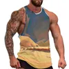 남자 탱크 탑 사막 인쇄 상단 Maynard Dixon 스포츠웨어 해변 체육관 남자 패턴 민소매 셔츠 큰 크기