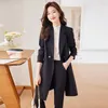 Women's Two Piece Pants 2023 Autumn And Winter High-end Suit Two-piece Set Temperament Slim Solid Color Lady Double Breasted Trench Coat
