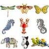 Pinos broches inteiros-retro inseto libélula borboleta broche abelha broche feminino cristal animal elefante gato pássaros mar cavalo bro3207