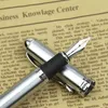 Fountain Pens Luxury Brand Jinhao X750 Silver Rostfritt stål Pen Medium 18KGP NIB School Office Name Name Ink Present Stationery 231011