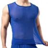 Regatas masculinas fyxljj sexy transparente musle colete malha pura masculino ginásio de fitness transparente undershirts sem mangas esporte singlet