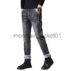 Heren Jeans Warme Jeans Heren 2021 Winter Jeans Fleece Slim Straight Grijs Stretch Plus Fluwelen Dikker Denim Broek Normale Mannelijke Broek J231011