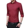 Camicie casual da uomo Camicie a maniche lunghe da uomo bianche Camicia formale in cotone monopetto con scollo quadrato Moda uomo Slim Camisa Chemise 231011