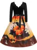 Vestidos casuales 2023 Harajuku Retro Vestido de Halloween Mujeres Manga larga 50S 60S Disfraces de fiesta vintage Holloween Ropa Cosplay