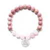 Chokers 8mm Rhodochrosite Rose Quartz Beads 108 Mala halsband Meditation Bönsmycken japamala radband med armband för kvinnor 231010