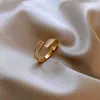 Anillos de racimo Llegada Corea del Sur Simple Delicadeza en línea Celebridad Punch Geometría Shell Zircon Anillo de joyería de mujer ajustable 2023