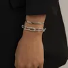 Bracelet en cuir avec chaîne de luxe plaqué or 18 carats, en acier inoxydable, pour hommes et femmes, cadeau 227S, 2023