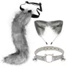 Europe And The United States Cosplay Handmade Simulation Plush Fox Ears Hair Band Fox Tail Set Plus Personality Punk Collar 3pcs/set