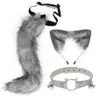 Europe et états-unis Cosplay à la main Simulation oreilles de renard en peluche bandeau de cheveux queue de renard ensemble Plus personnalité collier Punk 3 pièces/ensemble