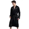 Мужские халаты, черные китайские мужские халаты с длинными рукавами из искусственного шелка, мужское кимоно, халат, одежда для сна, пижамы S M L XL XXL 231011