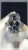 Anillos de racimo Hecho a mano Asscher Cut 6ct Lab Diamond Ring 925 Sterling Silver Bijou Compromiso Alianza de boda para mujeres Fiesta nupcial J6629833