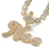 Charmes Personnalité personnalisée Lettres Nom Pendentifs Colliers pour hommes Hip Hop 5A CZ Pierre Pavée Bling Glacé Rapper Bijoux 231010