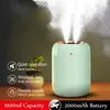 Essential Oils Diffusers 1L Double Nozzle Home Air Humidifier Purifier 2000mAh Battery Display Room Fragrance Ultrasonic Mist Maker USB Aroma Diffuser 231011