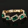 Bangle Fashion Wedding Bracelets Jewelry Luxury Women's Green Crystal Stone Bracelet Charm For Ladies Link Chain Bangles 231010