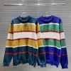 Mens Dark patterned Luxury letter jacquard Sweaters womens Designer multi-color striped patchwork sweater loose couples Knitted Pu2944