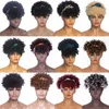 Syntetiska peruker Korta kinky lockiga pannbandspekor för svarta kvinnor afro curls blond peruker med halsduk naturlig lockig cosplay peruk syntetiskt falskt hår 231011