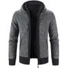 Herrtröjor stickade Cardigan Autumn Winter Hooded dragkedja plysch och förtjockad tröja Casual Coat för mellanliggande ungdomar YM1076 231010