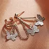 1 PC Fashion Geometric Butterfly Clip Earring For Teens Women Ear Cuffs Cool Jewelry Retro Chain Long Tassel Hanging Earings Metal Gift Wholesale YME103