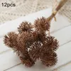 Fiori decorativi 6/12 pz Artificiale Pungente Palla Fiore di Plastica Marrone Pianta Finta FAI DA TE Casa Matrimonio Soggiorno Vaso Decor Natale Supplie