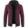 Herrtröjor stickade Cardigan Autumn Winter Hooded dragkedja plysch och förtjockad tröja Casual Coat för mellanliggande ungdomar YM1076 231010