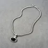 Colliers pendentifs Collier de pierre ovale d'agate noir pour femmes coréennes mode minimaliste simple bijoux fait à la main