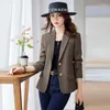 Costumes pour femmes Mode Printemps Automne Femmes Double Bouton Minuit Marine Slim Blazer Bureau Lady Casual Veste Courte Manteau Girl Top Vêtements