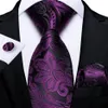 Bow Ties Luxury Purple Silk för män Fashion Wedding Neck Tie Gifts Tillbehör Manschettknappar Handduk Ring Set271L