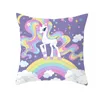 Taie d'oreiller dessin animé violet licorne série housse de coussin Polyester oreillers décoratifs pour la maison pour canapé voiture 231011