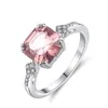 Designer Square Morganite S925 Bague en argent Charme Femmes Géométrique Sparkling Gem Bague pour Femmes Fête De Mariage Saint Valentin Noël Souvenir Bijoux Cadeau SPC