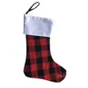 Christmas Decorations Christmas Stocking bags red and black plaid cloth Christmas gift bags holiday decoration Xmas Candy Socks LT582