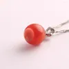 Hanger Kettingen Mode Roze Natuursteen Opaal Mooie Apple Ketting Vrouwen Sieraden Mooie Sleutelbeen Keten Kerstcadeau