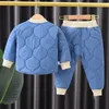 衣類セット冬の暖かい服のための暖かい服秋の秋の綿ジャケットパンツ2pcs子供アウターカジュアルトラックスーツ231010