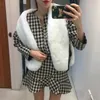 Pele feminina 2023 outono/inverno versão coreana imitação vison colete curto rendas até sem mangas jaqueta atacado