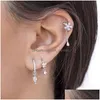 Nowy moda stal ze stali nierdzewnej Crystal cyrkonia Kolczyki z obręczem motyla dla kobiet maleńki wisiorek kropla kolczyka piercing klejnot dhgarden otv0p