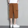 Shorts masculinos oversized M-8XL 2023 verão cor sólida solta calças de comprimento de panturrilha casual cordão cintura joggers calças esportivas