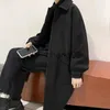Мужские плащи Осенний черный плащ Мужская мода Повседневное длинное пальто Мужская уличная одежда Корейская свободная куртка-ветровка большого размера Мужское пальто J231012