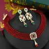 Conjuntos de joyería de boda Sunspicems Color dorado Marruecos Gargantilla Collar para mujer Novia Cadena de cuentas de mano Conjunto de aretes de gota largos 231012