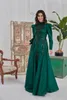 Бальные платья Пятно Аппликации Мусульманское вечернее платье с длинным рукавом с высоким воротом Вечернее платье для выпускного вечера Арабский Дубай Женщины Линия Марокканский кафтан