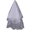 Bridal Veils Wedding Veil 1 Tier Cut Fingertip Length Imitation Pearl Beaded Short Tulle Hair Accessories For Women