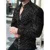 Camisas casuais masculinas moda lapela botão para baixo designer retro impressão manga longa topos roupas cardigans de baile