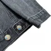 Herenjassen Correcte versie Staal bedrukt smileygezicht Drews gewassen revers gescheurd denim jack unisex jas