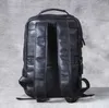 Sac à dos mode Style coréen peau de vache en cuir véritable hommes sac à dos randonnée sac à dos mâle voyage quotidien noir M803