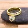 Fashion 6 Styles Heart Shaped Rings For Women Gold Color Adjustable Ring Best Party Wedding Anniversary Jewelry Gift Dhgarden Otuca