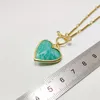 Pendentif Colliers Fuwo 1pcs Collier d'Amazonite naturelle fabriquée à la main Golden OT Boucle Chaîne en forme de coeur Pierre semi-précieuse Cadeau pour femme